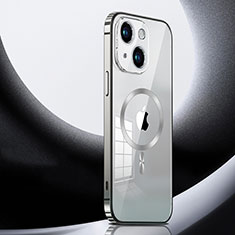 Luxury Metal Frame and Plastic Back Cover Case with Mag-Safe Magnetic LK3 for Apple iPhone 13 Silver