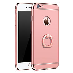 Luxury Metal Frame and Plastic Back Cover with Finger Ring Stand A01 for Apple iPhone 6 Rose Gold