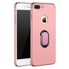 Luxury Metal Frame and Plastic Back Cover with Finger Ring Stand A01 for Apple iPhone 8 Plus Rose Gold