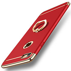 Luxury Metal Frame and Plastic Back Cover with Finger Ring Stand A01 for Apple iPhone SE (2020) Red