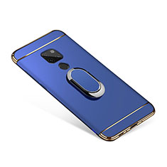 Luxury Metal Frame and Plastic Back Cover with Finger Ring Stand A01 for Huawei Mate 20 Blue