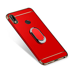 Luxury Metal Frame and Plastic Back Cover with Finger Ring Stand A01 for Huawei P Smart+ Plus Red