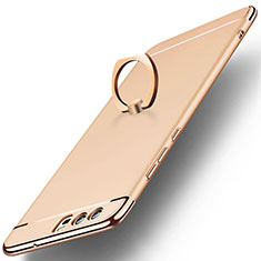 Luxury Metal Frame and Plastic Back Cover with Finger Ring Stand A01 for Huawei P10 Gold