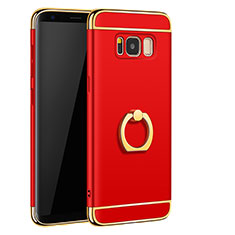 Luxury Metal Frame and Plastic Back Cover with Finger Ring Stand A01 for Samsung Galaxy S8 Plus Red