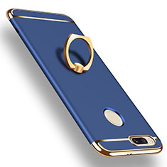 Luxury Metal Frame and Plastic Back Cover with Finger Ring Stand A01 for Xiaomi Mi 5X Blue