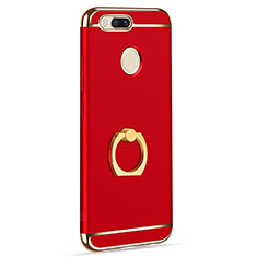 Luxury Metal Frame and Plastic Back Cover with Finger Ring Stand A01 for Xiaomi Mi 5X Red