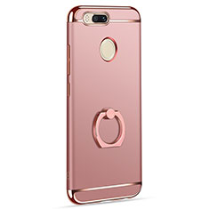 Luxury Metal Frame and Plastic Back Cover with Finger Ring Stand A01 for Xiaomi Mi 5X Rose Gold