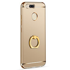 Luxury Metal Frame and Plastic Back Cover with Finger Ring Stand A01 for Xiaomi Mi A1 Gold