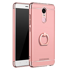 Luxury Metal Frame and Plastic Back Cover with Finger Ring Stand A01 for Xiaomi Redmi Note 3 Rose Gold