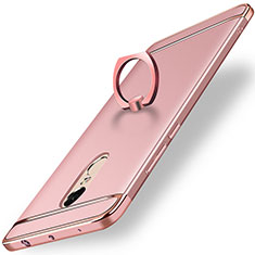 Luxury Metal Frame and Plastic Back Cover with Finger Ring Stand A01 for Xiaomi Redmi Note 4X High Edition Rose Gold