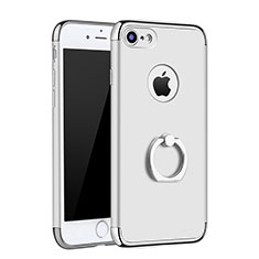 Luxury Metal Frame and Plastic Back Cover with Finger Ring Stand A02 for Apple iPhone 7 Silver