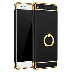 Luxury Metal Frame and Plastic Back Cover with Finger Ring Stand A02 for Xiaomi Mi 6 Black