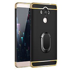 Luxury Metal Frame and Plastic Back Cover with Finger Ring Stand A03 for Huawei Mate 9 Black