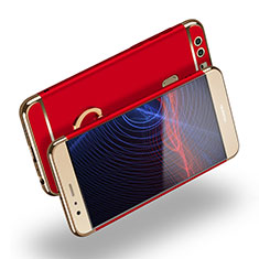 Luxury Metal Frame and Plastic Back Cover with Finger Ring Stand A03 for Huawei P9 Plus Red