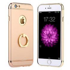 Luxury Metal Frame and Plastic Back Cover with Finger Ring Stand A05 for Apple iPhone 6S Plus Gold