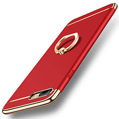 Luxury Metal Frame and Plastic Back Cover with Finger Ring Stand A06 for Apple iPhone 7 Plus Red