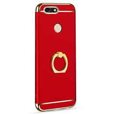 Luxury Metal Frame and Plastic Back Cover with Finger Ring Stand A06 for Huawei P9 Lite Mini Red