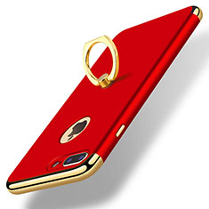 Luxury Metal Frame and Plastic Back Cover with Finger Ring Stand A07 for Apple iPhone 7 Plus Red