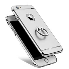 Luxury Metal Frame and Plastic Back Cover with Finger Ring Stand for Apple iPhone 6 Silver