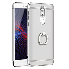 Luxury Metal Frame and Plastic Back Cover with Finger Ring Stand for Huawei Honor 6X Silver