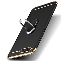 Luxury Metal Frame and Plastic Back Cover with Finger Ring Stand for Huawei Honor V10 Black
