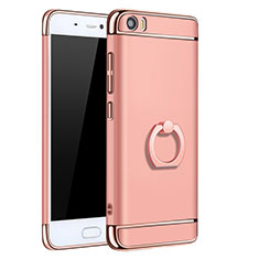 Luxury Metal Frame and Plastic Back Cover with Finger Ring Stand for Xiaomi Mi 5 Rose Gold