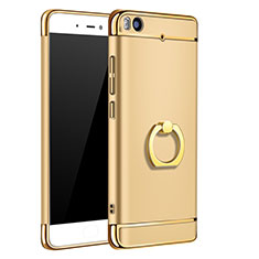 Luxury Metal Frame and Plastic Back Cover with Finger Ring Stand for Xiaomi Mi 5S 4G Gold