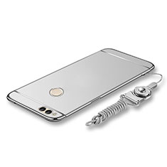 Luxury Metal Frame and Plastic Back Cover with Lanyard for Huawei Honor 7X Silver