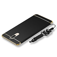 Luxury Metal Frame and Plastic Back Cover with Lanyard for Huawei Rhone Black