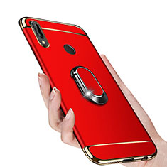Luxury Metal Frame and Plastic Back Cover with Magnetic Finger Ring Stand for Huawei P Smart+ Plus Red