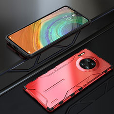 Luxury Metal Frame and Silicone Back Cover Case T01 for Huawei Mate 30 Pro Red