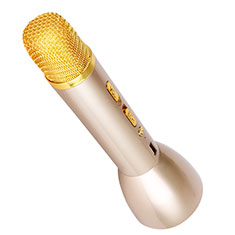 Luxury Mini Handheld Bluetooth Microphone Singing Recording for Samsung Galaxy M12 Gold