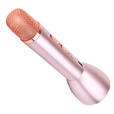Luxury Mini Handheld Bluetooth Microphone Singing Recording for Huawei Honor Play 5 Rose Gold