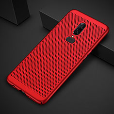 Mesh Hole Hard Rigid Snap On Case Cover for OnePlus 6T Red