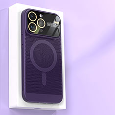 Mesh Hole Hard Rigid Snap On Case Cover with Mag-Safe Magnetic JS1 for Apple iPhone 15 Pro Max Purple