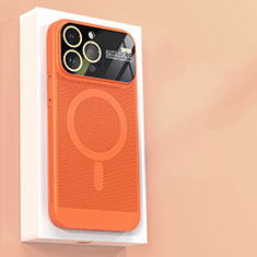 Mesh Hole Hard Rigid Snap On Case Cover with Mag-Safe Magnetic JS1 for Apple iPhone 15 Pro Orange