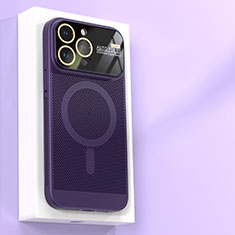 Mesh Hole Hard Rigid Snap On Case Cover with Mag-Safe Magnetic JS1 for Apple iPhone 15 Pro Purple