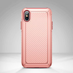 Mesh Hole Silicone and Plastic Case Cover for Apple iPhone Xs Max Pink