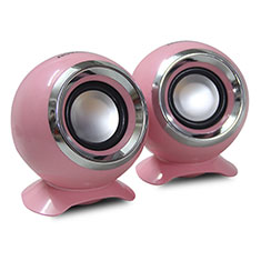 Mini Speaker Wired Portable Stereo Super Bass Loudspeaker for Samsung Galaxy F02S SM-E025F Pink