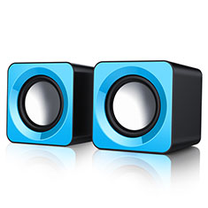 Mini Speaker Wired Portable Stereo Super Bass Loudspeaker W04 for Oppo A58 4G Blue