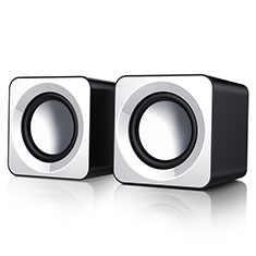 Mini Speaker Wired Portable Stereo Super Bass Loudspeaker W04 for Vivo iQOO Z7x 5G White