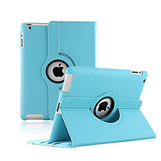 Rotating Stands Flip Leather Case for Apple iPad 2 Sky Blue