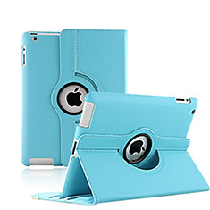 Rotating Stands Flip Leather Case for Apple iPad 3 Sky Blue