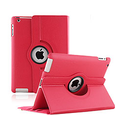 Rotating Stands Flip Leather Case for Apple iPad 4 Red