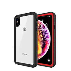 Silicone and Plastic Waterproof Cover Case 360 Degrees Underwater Shell W01 for Apple iPhone Xs Max Red