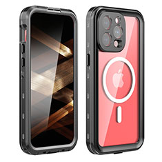 Silicone and Plastic Waterproof Cover Case 360 Degrees Underwater Shell with Mag-Safe Magnetic HJ1 for Apple iPhone 13 Pro Max Black