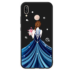 Silicone Candy Rubber Dress Party Girl Soft Case Cover for Huawei Nova 3e Blue
