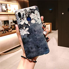 Silicone Candy Rubber Flowers Soft Case for Huawei Nova 3e Dark Gray