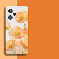 Silicone Candy Rubber Flowers Soft Case for Xiaomi Redmi Note 12 Turbo 5G Orange