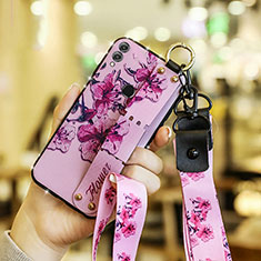 Silicone Candy Rubber Flowers Soft Case S01 for Huawei Honor 8X Pink